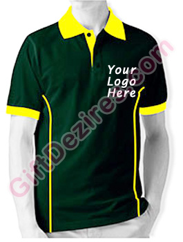 Designer Hunter Green and Yellow Color T Shirt With Logo Printed